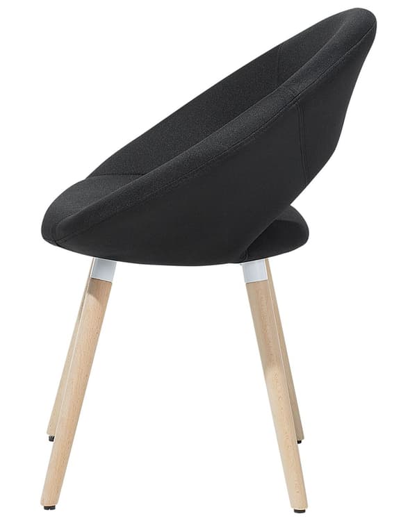 Spisebordsstole Sort Lyst Bøgetræ Stof Polstring 2 stk Moderne Runde Spisestole med Buet Ryg Designer Stole Eklektisk Stil
