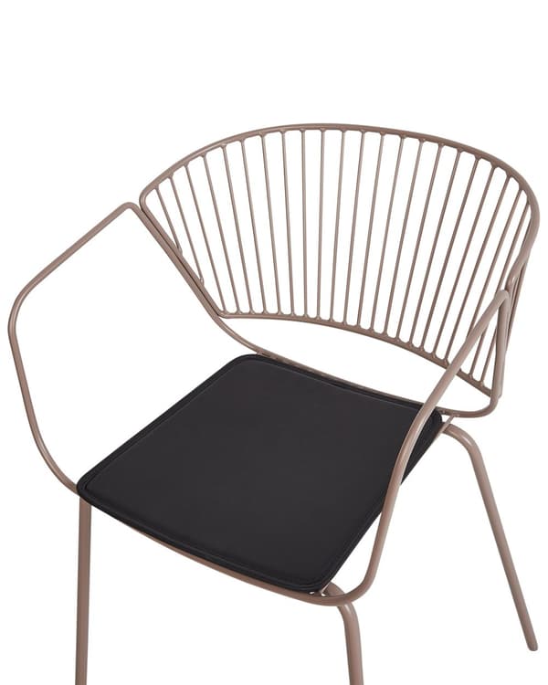 Spisebordsstol med Armlæn Beige Metal Sæt af 2 Spisestuestole til Spisestue Køkken Metalstole Indretning Skandinavisk Spisestole Wire Design