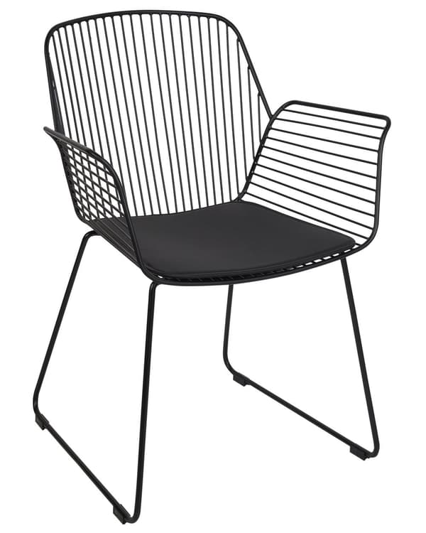 Sæt med 2 spisebordsstole Sort metal Ståltråd Design Kunstlæder Sort sædehynde Glam Industrial Modern stil