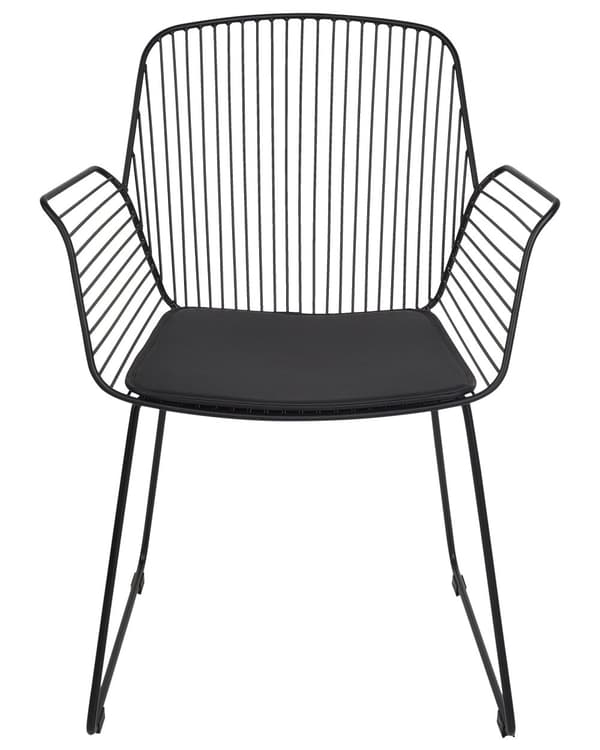 Sæt med 2 spisebordsstole Sort metal Ståltråd Design Kunstlæder Sort sædehynde Glam Industrial Modern stil