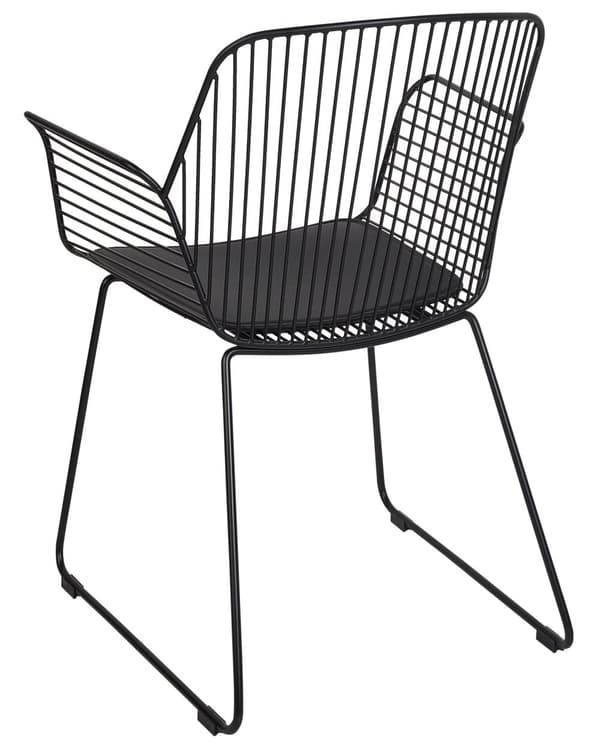 Sæt med 2 spisebordsstole Sort metal Ståltråd Design Kunstlæder Sort sædehynde Glam Industrial Modern stil