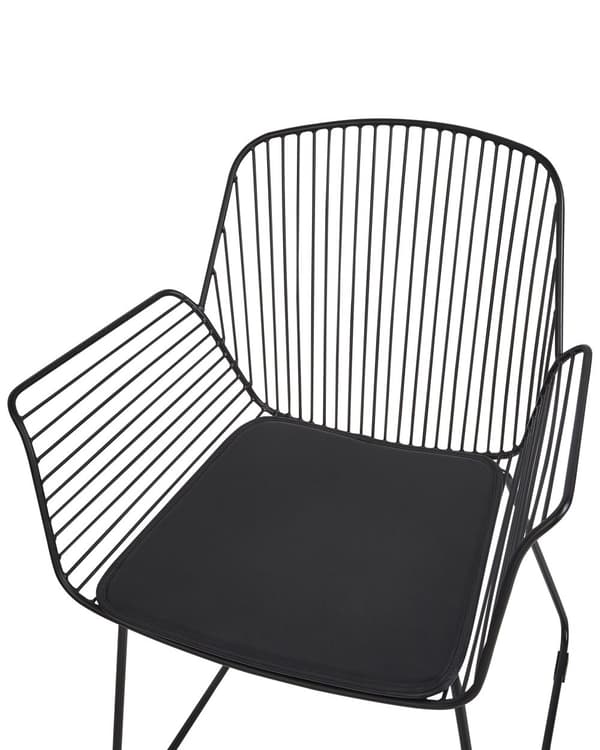Sæt med 2 spisebordsstole Sort metal Ståltråd Design Kunstlæder Sort sædehynde Glam Industrial Modern stil