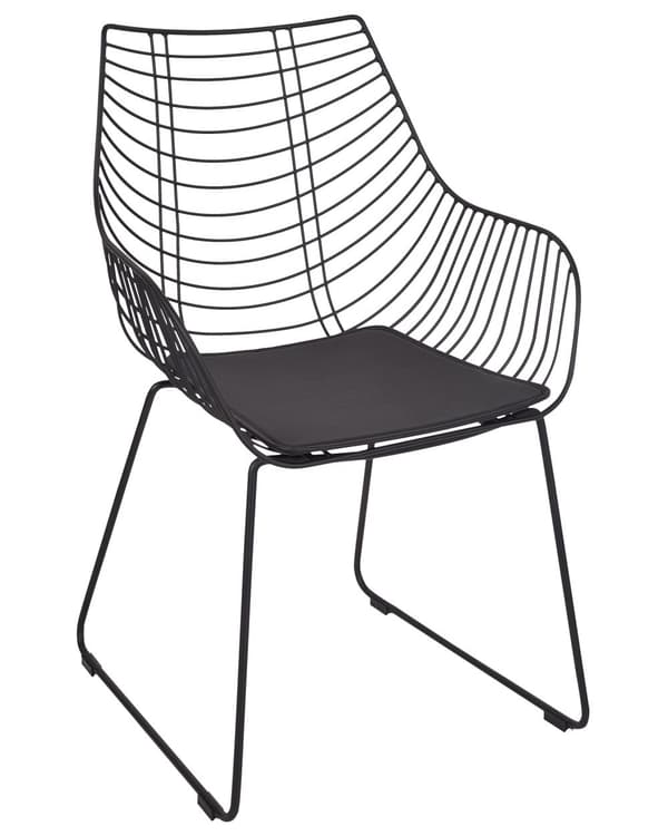 Sæt med 2 spisebordsstole Sort metal Ståltråd Design Kunstlæder Sort sædehynde Glam Industrial Modern stil