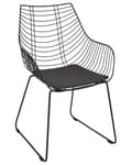Miniatyrbillede 4 af 10: Sæt med 2 spisebordsstole Sort metal Ståltråd Design Kunstlæder Sort sædehynde Glam Industrial Modern stil