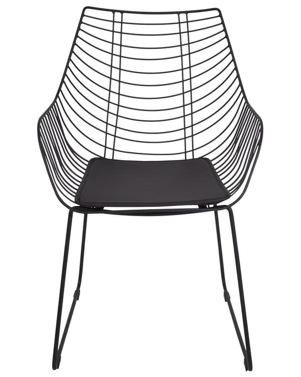 Sæt med 2 spisebordsstole Sort metal Ståltråd Design Kunstlæder Sort sædehynde Glam Industrial Modern stil