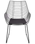 Miniatyrbillede 5 af 10: Sæt med 2 spisebordsstole Sort metal Ståltråd Design Kunstlæder Sort sædehynde Glam Industrial Modern stil