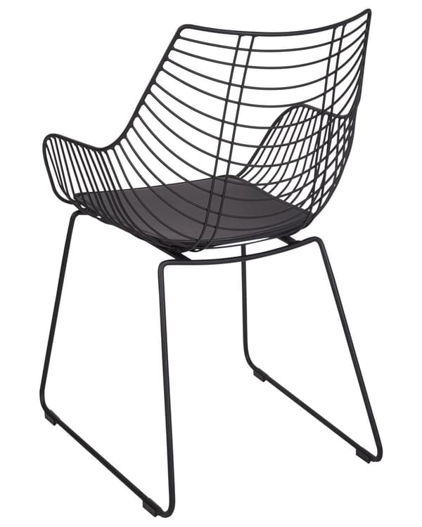 Sæt med 2 spisebordsstole Sort metal Ståltråd Design Kunstlæder Sort sædehynde Glam Industrial Modern stil