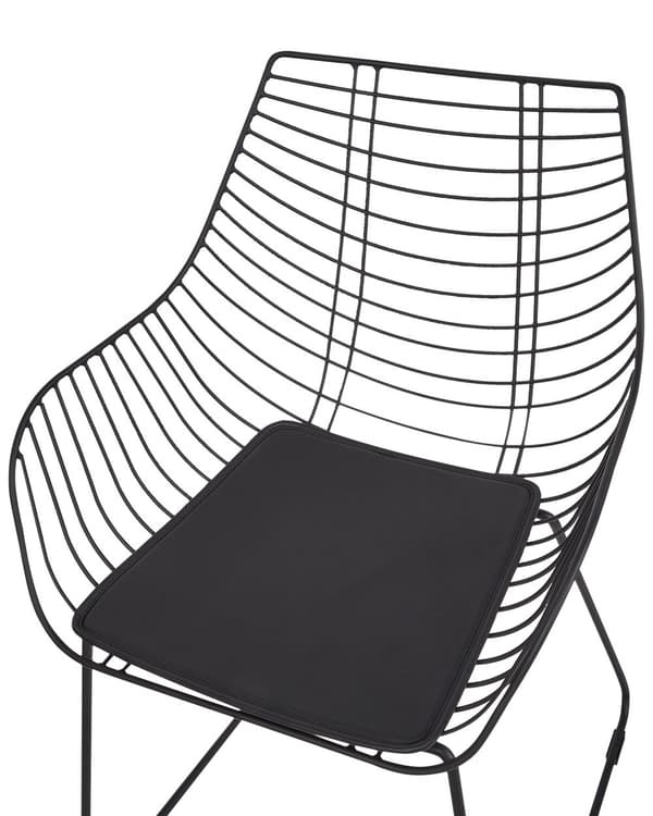 Sæt med 2 spisebordsstole Sort metal Ståltråd Design Kunstlæder Sort sædehynde Glam Industrial Modern stil