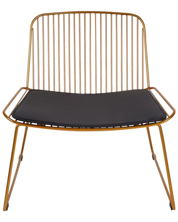 Stol Guld metal Ståltråd Design Kunstlæder Sort sædehynde Glam Industrial Modern stil