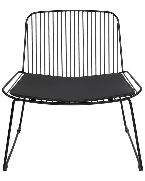 Stol Sort metal Ståltråd Design Kunstlæder Sort sædehynde Glam Industrial Modern stil