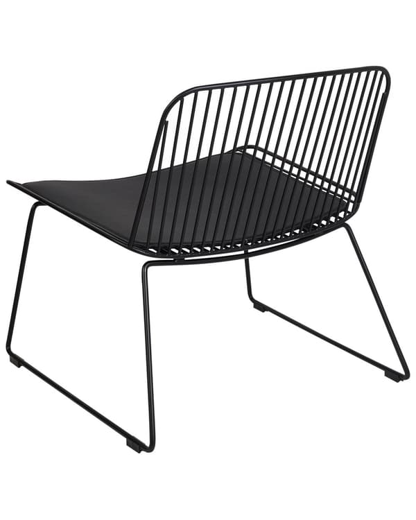Stol Sort metal Ståltråd Design Kunstlæder Sort sædehynde Glam Industrial Modern stil