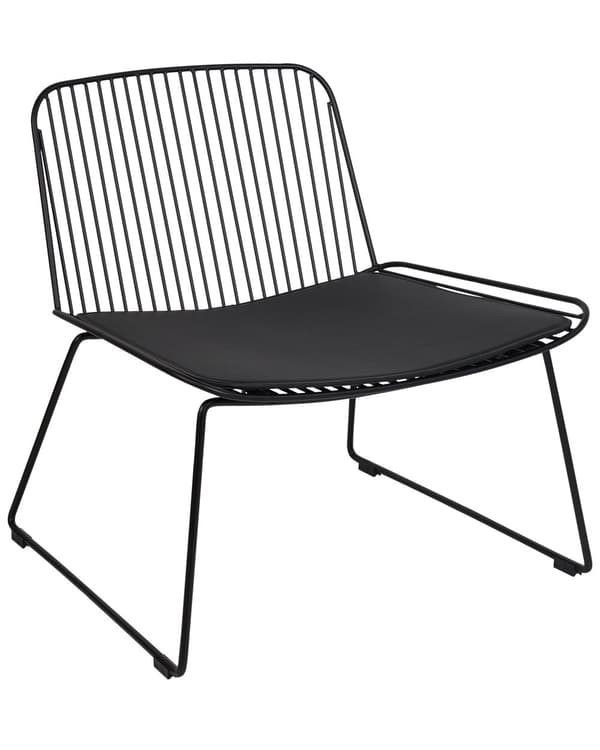Stol Sort metal Ståltråd Design Kunstlæder Sort sædehynde Glam Industrial Modern stil