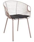 Miniatyrbillede 4 af 10: Spisebordsstol med Armlæn Beige Metal Sæt af 2 Spisestuestole til Spisestue Køkken Metalstole Indretning Skandinavisk Spisestole Wire Design