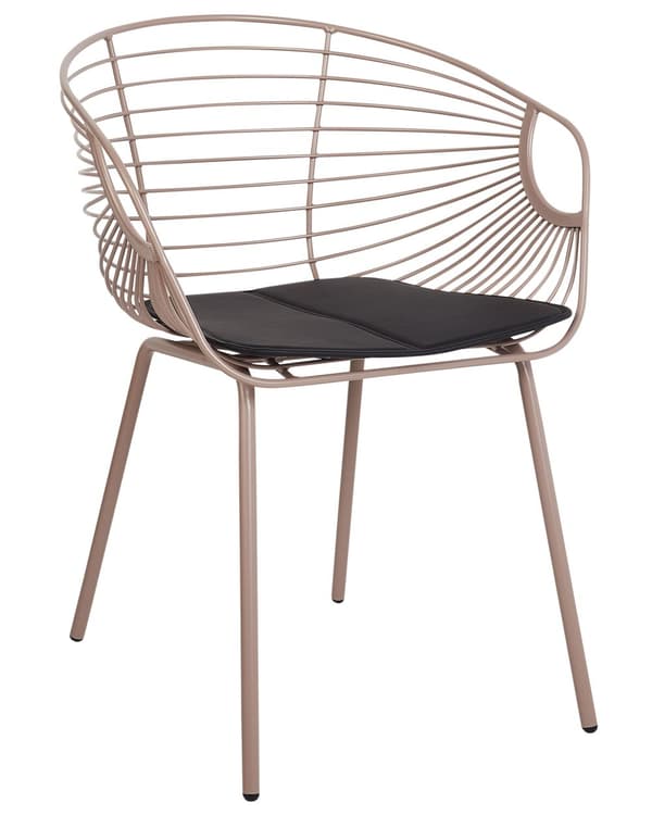 Spisebordsstol med Armlæn Beige Metal Sæt af 2 Spisestuestole til Spisestue Køkken Metalstole Indretning Skandinavisk Spisestole Wire Design