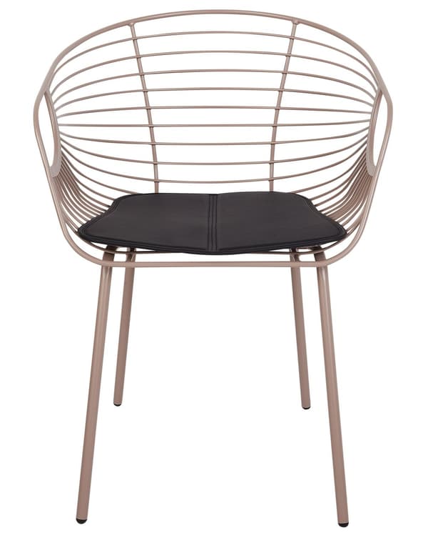 Spisebordsstol med Armlæn Beige Metal Sæt af 2 Spisestuestole til Spisestue Køkken Metalstole Indretning Skandinavisk Spisestole Wire Design