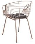 Miniatyrbillede 6 af 10: Spisebordsstol med Armlæn Beige Metal Sæt af 2 Spisestuestole til Spisestue Køkken Metalstole Indretning Skandinavisk Spisestole Wire Design