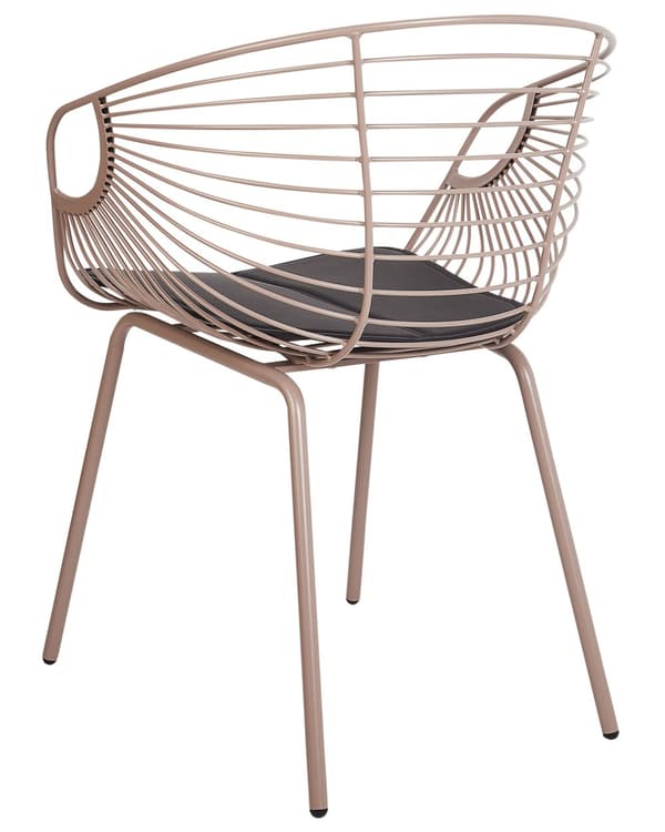 Spisebordsstol med Armlæn Beige Metal Sæt af 2 Spisestuestole til Spisestue Køkken Metalstole Indretning Skandinavisk Spisestole Wire Design
