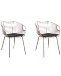 Miniatyrbillede 1 af 10: Spisebordsstol med Armlæn Beige Metal Sæt af 2 Spisestuestole til Spisestue Køkken Metalstole Indretning Skandinavisk Spisestole Wire Design