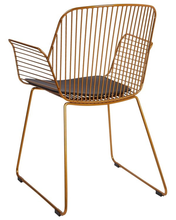 Sæt med 2 spisebordsstole Guld metal Ståltråd Design Kunstlæder Sort sædehynde Glam Industrial Modern stil