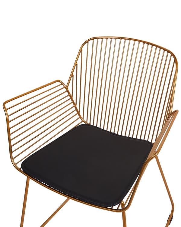 Sæt med 2 spisebordsstole Guld metal Ståltråd Design Kunstlæder Sort sædehynde Glam Industrial Modern stil