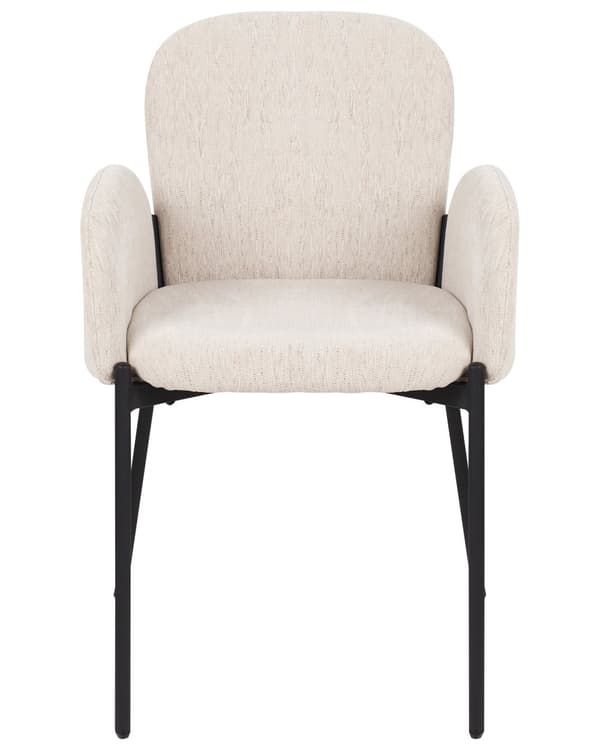 Sett med 2 spisestoler Beige stoffpolstrede, vevde polyesterstoler med svarte ben i retrostil Møbler til stuen