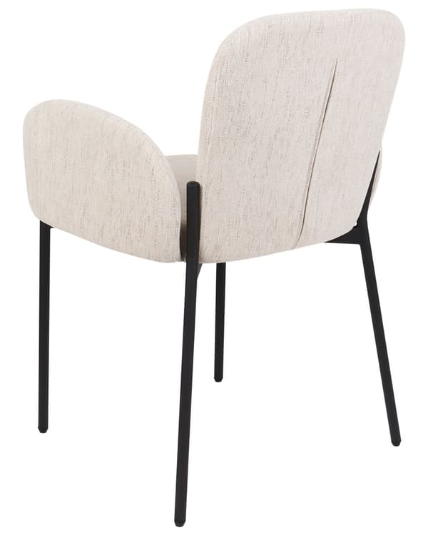 Sett med 2 spisestoler Beige stoffpolstrede, vevde polyesterstoler med svarte ben i retrostil Møbler til stuen
