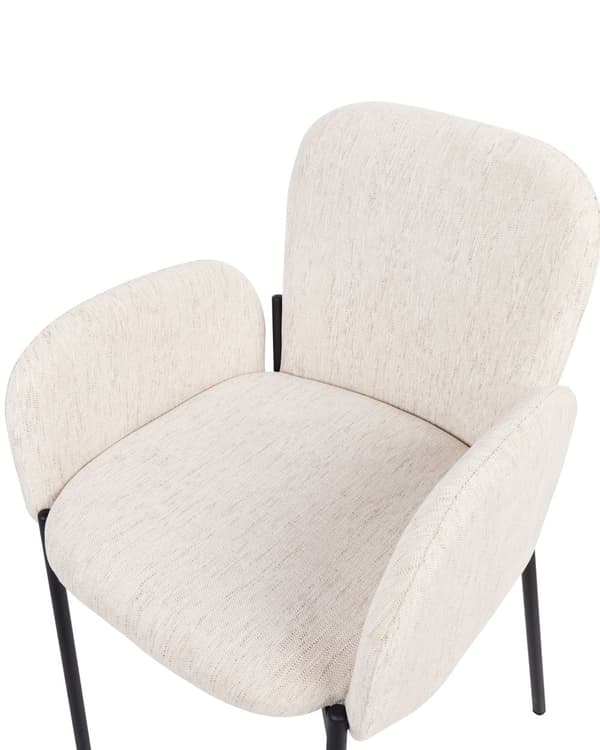 Sett med 2 spisestoler Beige stoffpolstrede, vevde polyesterstoler med svarte ben i retrostil Møbler til stuen