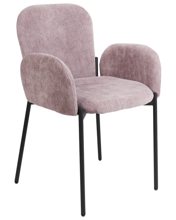 Retro Vintage Matstolar med Klädsel i Vävt Tyg och Polyester 2 st med Armstöd Rosa Albee