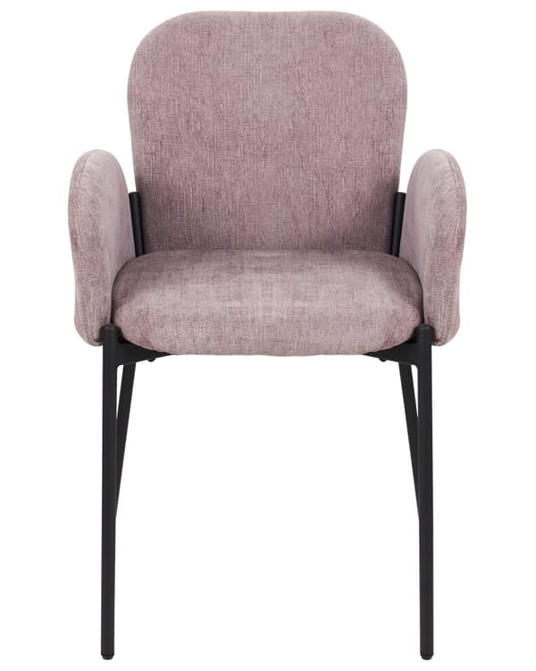 Retro Vintage Matstolar med Klädsel i Vävt Tyg och Polyester 2 st med Armstöd Rosa Albee