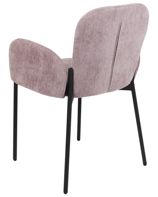 Retro Vintage Matstolar med Klädsel i Vävt Tyg och Polyester 2 st med Armstöd Rosa Albee