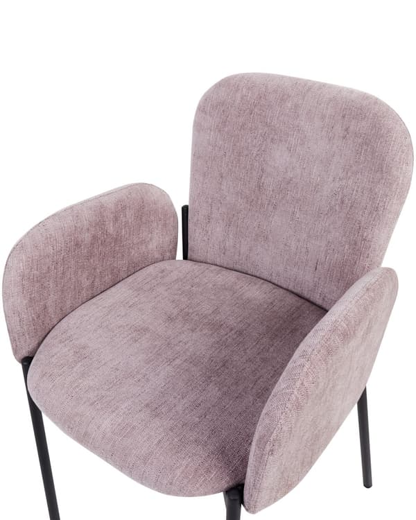 Retro Vintage Matstolar med Klädsel i Vävt Tyg och Polyester 2 st med Armstöd Rosa Albee