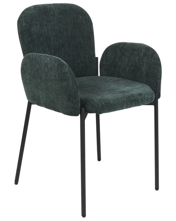 Retro Vintage Matstolar med Klädsel i Vävt Tyg och Polyester 2 st med Armstöd Grön Albee