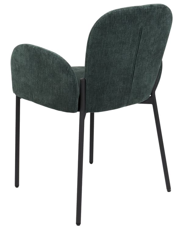 Retro Vintage Matstolar med Klädsel i Vävt Tyg och Polyester 2 st med Armstöd Grön Albee