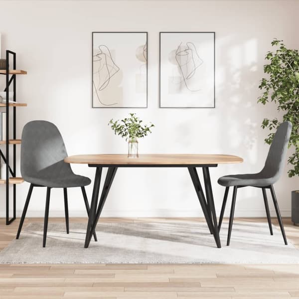 Pöytätuolit, 2 kpl sarja, vaaleanharmaa, samettia