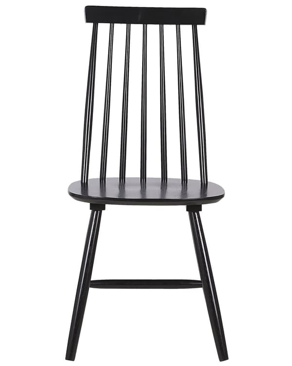 Sett med 2 spisestoler Svart Heltre Pinnestol Stolrygg med spiler Tradisjonelt design Skandinavisk Moderne Kjøkken Spisestue