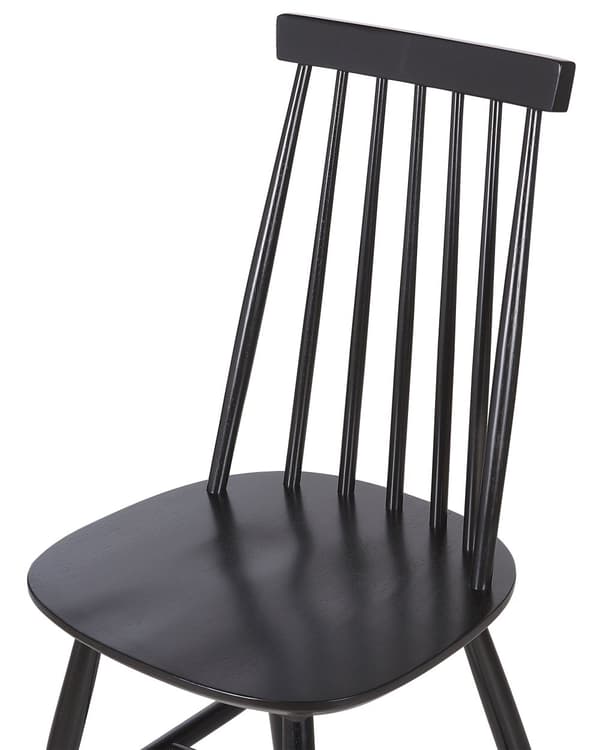 Sett med 2 spisestoler Svart Heltre Pinnestol Stolrygg med spiler Tradisjonelt design Skandinavisk Moderne Kjøkken Spisestue