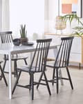 Miniatyrbilde 2 av 11: Sett med 2 spisestoler Svart Heltre Pinnestol Stolrygg med spiler Tradisjonelt design Skandinavisk Moderne Kjøkken Spisestue