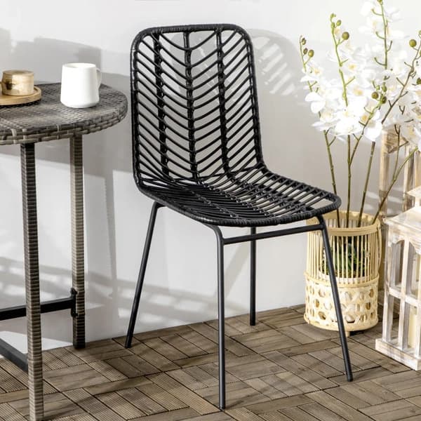 Rootz ruokasalin tuolit - Aksenttituolit - Boho Style - Keittiötuolit - Teräsjalat - Moderni muotoilu - PE-rottinki+teräs - Musta - 44L x 58W x 85K cm