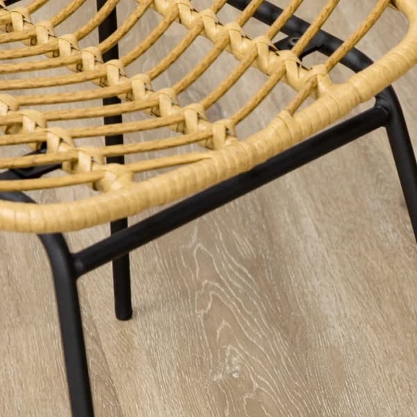Rootz Sæt med 2 Boho Style Spisestuestole - Accent Stol - PE Rattan - Naturlig + Sort - 44 cm x 58 cm x 85 cm