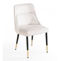 Miniatyrbillede 1 af 7: Rootz Modern Dining Chair - Køkkenstol - Fløjlspolstring - Robuste metalben - Beige & Sort/Guld - 49cm x 85cm x 56cm