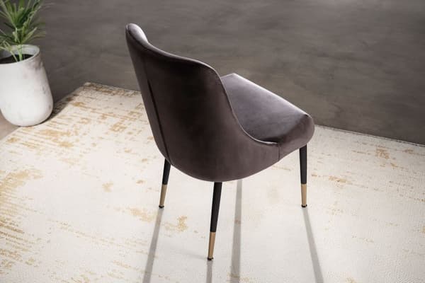 Rootz Modern Design Matstol - Köksstol - Sammetsöverdrag - Metallben - 49cm x 85cm x 56cm - Grå & Guld - Bekväm stoppning - Fläckbeständig - Enkel mon