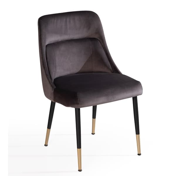 Rootz Modern Design -ruokailutuoli - Keittiötuoli - Samettipäällinen - Metalliset jalat - 49 cm x 85 cm x 56 cm - Harmaa ja kulta - Mukava pehmuste -