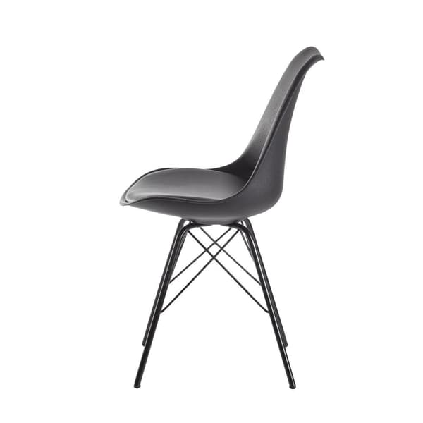 Rootz Sæt med 2 moderne spisestuestole - Skandinavisk Design - Køkkenstole - Plastsædeskal - Sædebetræk i imiteret læder - Lakerede jernben - 48cm x 8