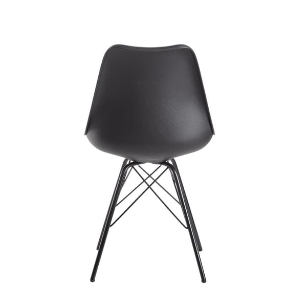 Rootz Sæt med 2 moderne spisestuestole - Skandinavisk Design - Køkkenstole - Plastsædeskal - Sædebetræk i imiteret læder - Lakerede jernben - 48cm x 8