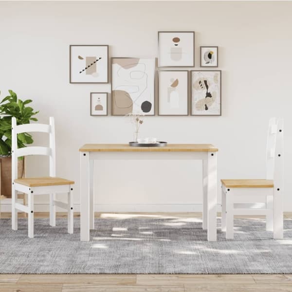 vidaXL Spisestoler 2 stk hvit 40x46x99 cm heltre furu