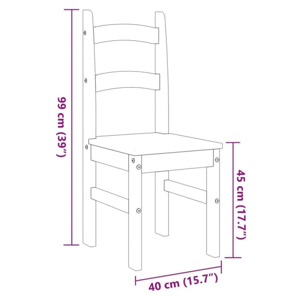 vidaXL Spisestoler 2 stk hvit 40x46x99 cm heltre furu