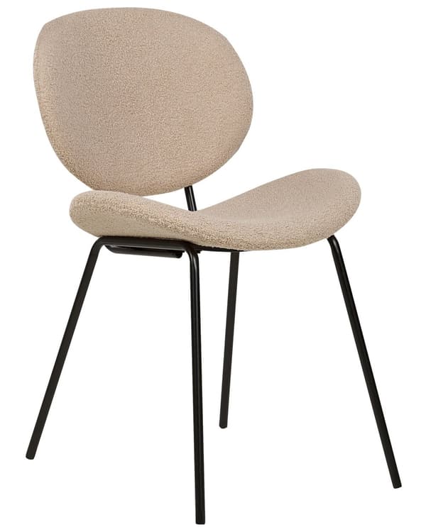 Sett med 2 Spisestoler Taupe Armløs Benkapper Boucle Svarte Jernben Moderne Retro design