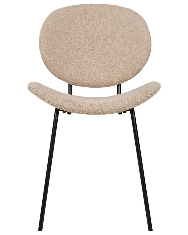 Sett med 2 Spisestoler Taupe Armløs Benkapper Boucle Svarte Jernben Moderne Retro design