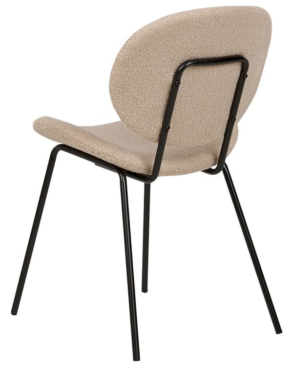 Sett med 2 Spisestoler Taupe Armløs Benkapper Boucle Svarte Jernben Moderne Retro design