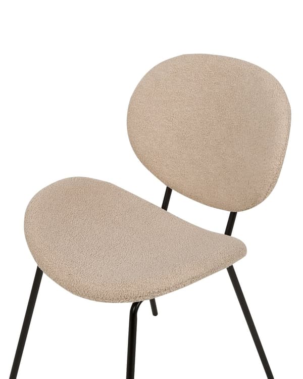 Sett med 2 Spisestoler Taupe Armløs Benkapper Boucle Svarte Jernben Moderne Retro design